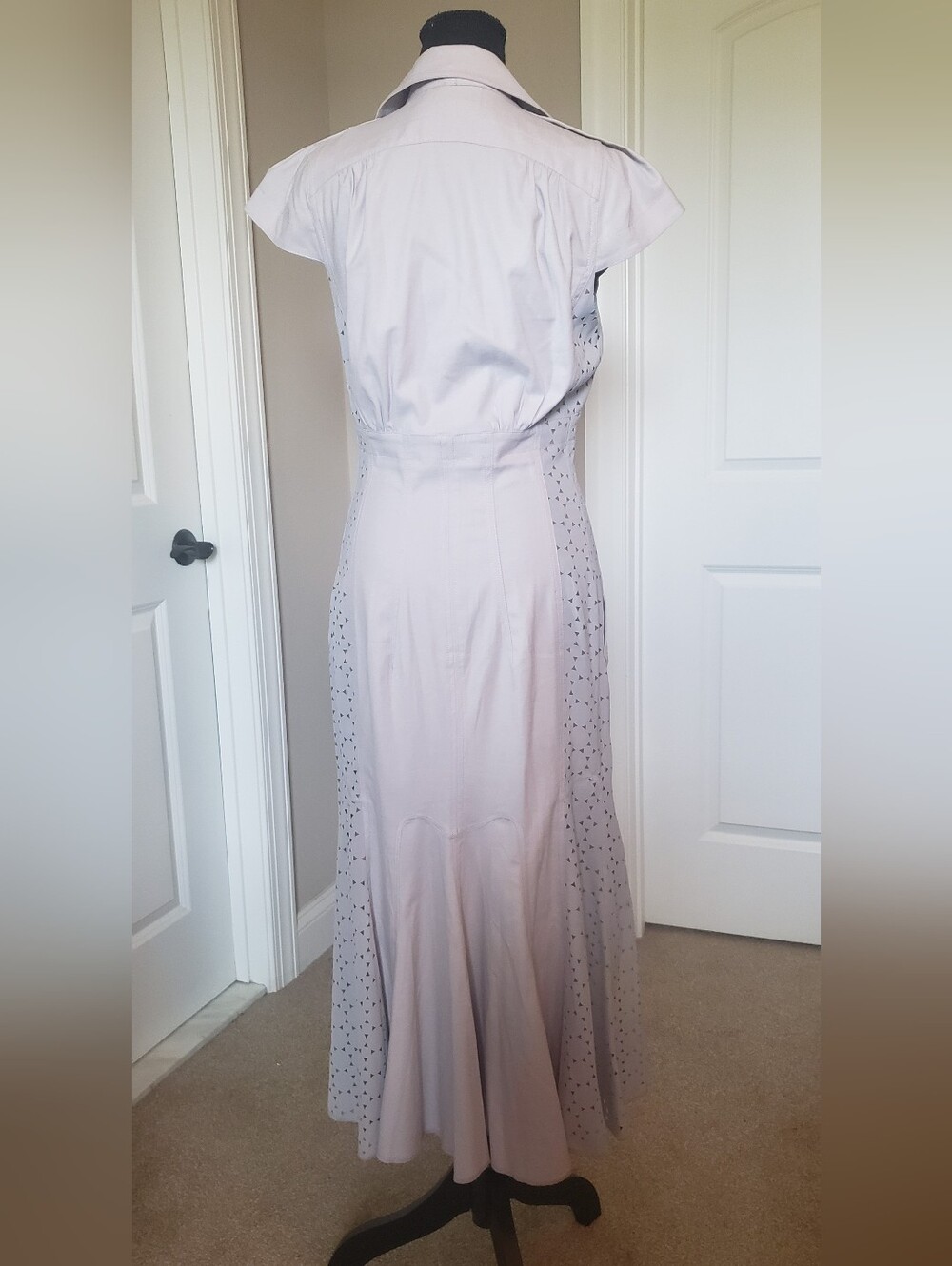 Byron Lars Beauty Mark Lavender Button-Front Midi Dress with Belted Waist - Picture 6 of 8
